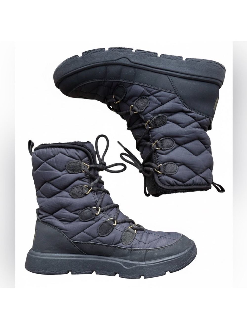 Helly Hansen | Women's Quilted Puffer Navy Blue Lace Up Winter Boots Faux Fur
